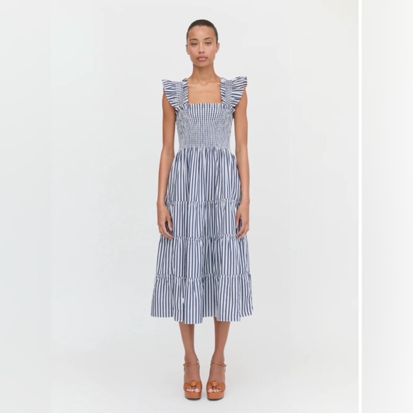 HILL HOUSE HOME NWOT The Ellie Midi Nap Dress in Navy Stripe